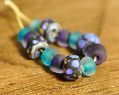 Handmade Lampwork Glass Bead Set - 'Ocean Jewels'