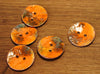 Handmade Enamelled Copper Buttons - Orange and Turquoise, Medium sized - 19mm