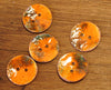 Handmade Enamelled Copper Buttons - Orange and Turquoise, Medium sized - 19mm