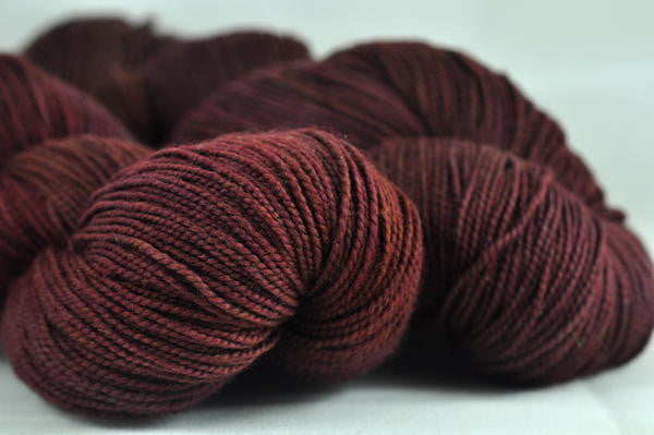 Hand Dyed Merino/Nylon 4ply Semi-Solid Yarn (Oxford 4ply) - "Red-Brown"