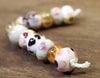 Handmade Lampwork Glass Beads - Pink and Brown Fritty Mix