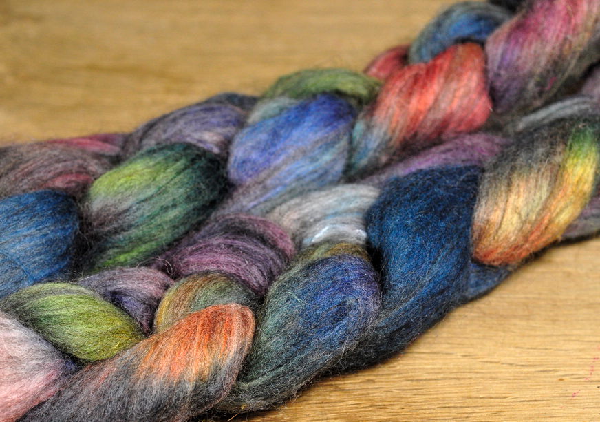 Polwarth / Alpaca / Silk Top for Hand Spinning - 'Subdued'