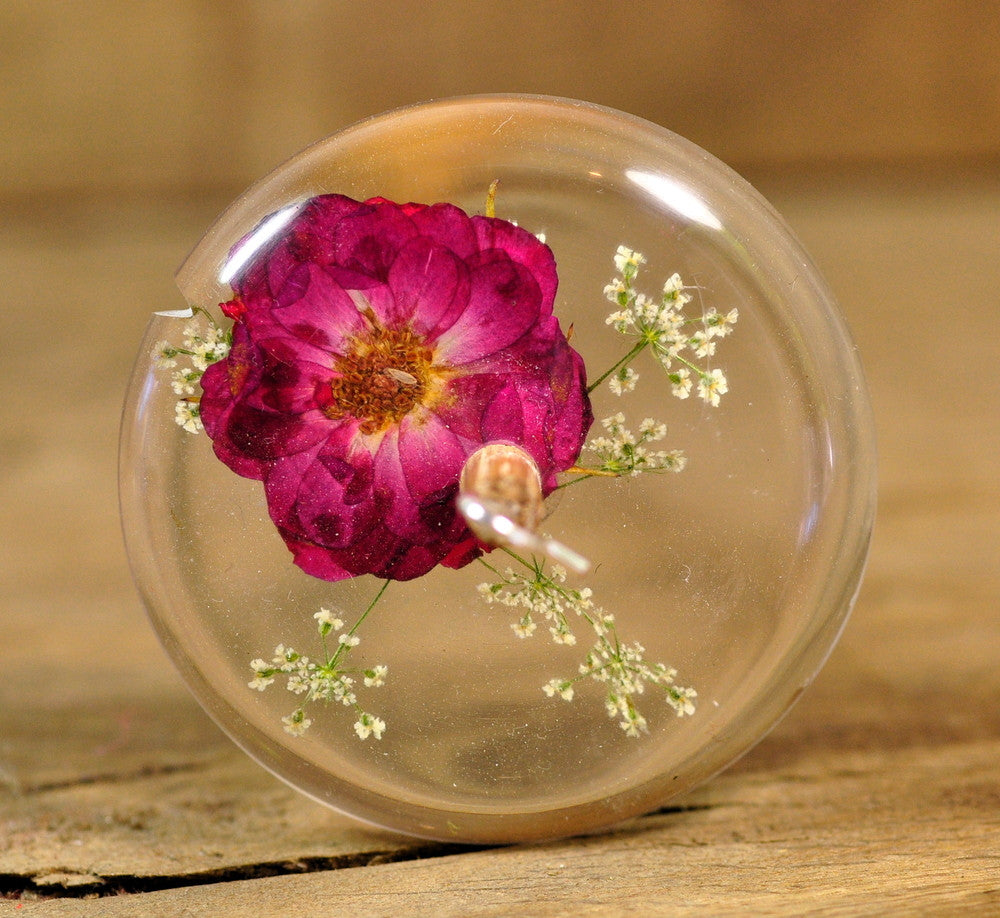 SECONDS Resin Drop Spindle - Rose and Cow Parsley