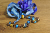 SALE! Glass and Copper Necklace Chain with Silk Ribbon - Blues and Greens
