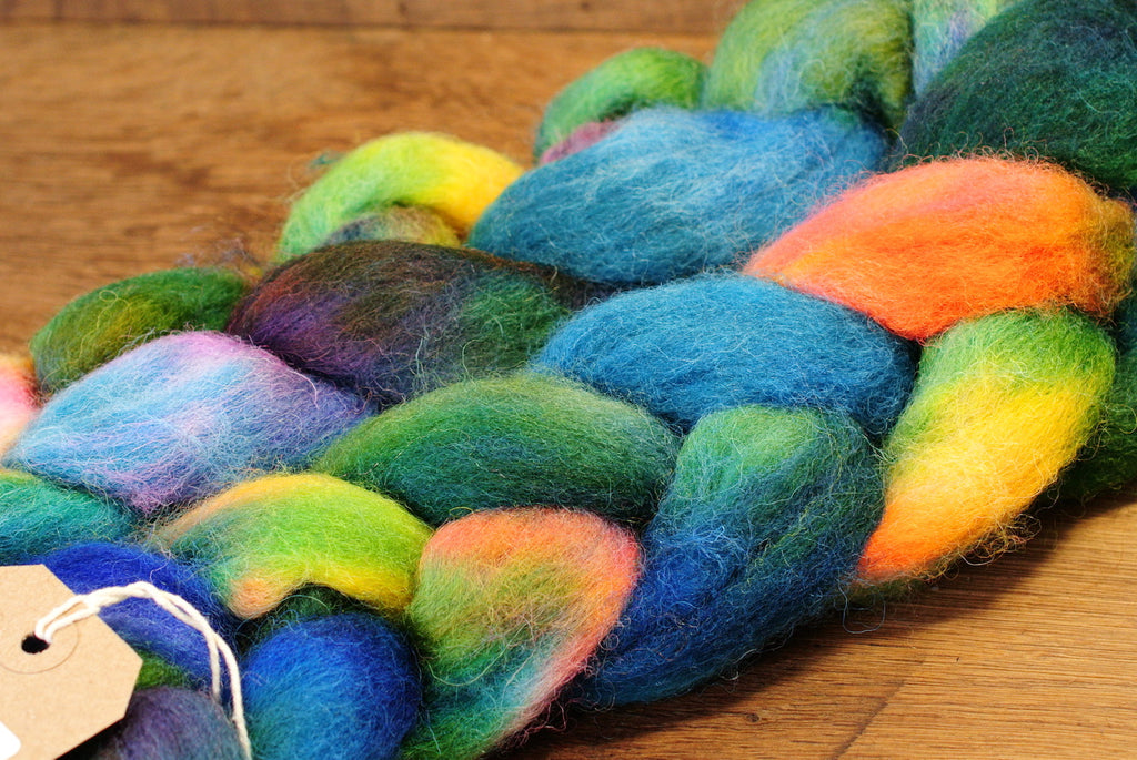Hand Dyed Wool Top for Hand Spinning or Felting: Romney - 'Damselfly'
