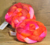 Hand Dyed Wool Top for Hand Spinning or Felting: Romney - 'Strawberries'