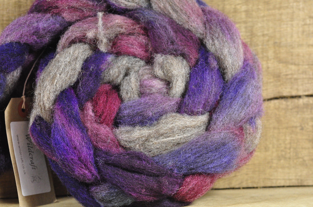 Hand Dyed Ryeland Wool Sliver - 'Sloes'