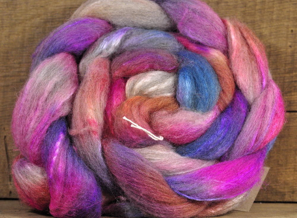 Hand Dyed Shetland Wool / Silk Top - 'Posy Shades'