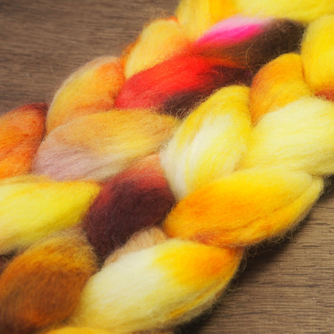 Hand Dyed Shetland Wool Top - 'Solar Flare'