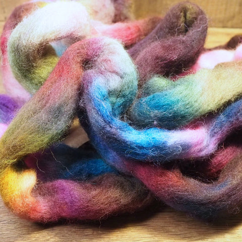Hand Dyed Shetland Wool Top - 'Winter Berries'