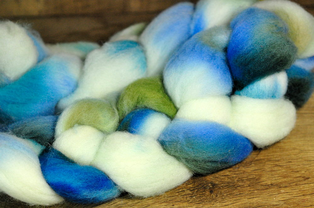 Southdown Wool Top for Hand Spinning and Felting - 'Blue Skies'