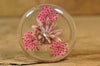 Resin Drop Spindle - Astrantia and Pink Lace Flower - Shorter Shaft