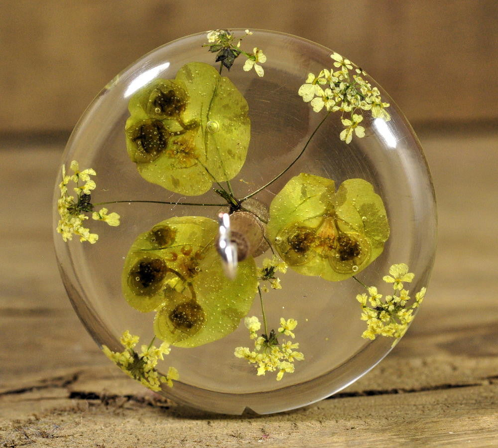 Resin Drop Spindle - Euphorbia and Cow Parsley