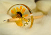 Botanical Top Whorl Resin Drop Spindle - Calendula Marigold and Gypsophila