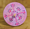 Painted Wooden Drop Spindle, Top Whorl, Purple Dots