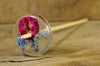 Plying Style Resin Drop Spindle - Red Rose and Forget-me-not