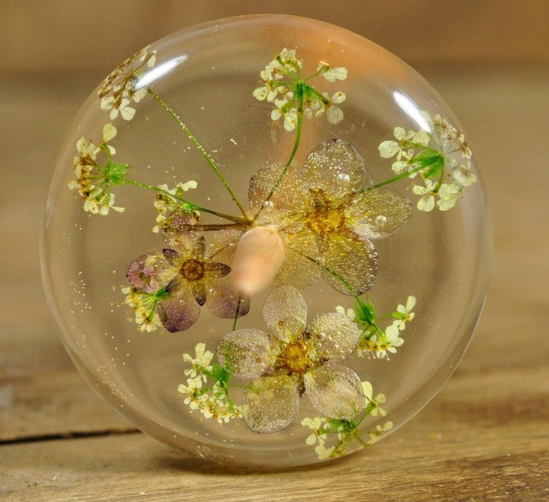 Low Whorl Resin Drop Spindle - Saxifrage and Cow Parsley