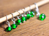 Knitters' Stitch Marker Set - Handmade Glass Beads: Bottle Green