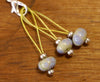 Knitters' Lampwork Stitch Marker Set - Green with Purple Speckles