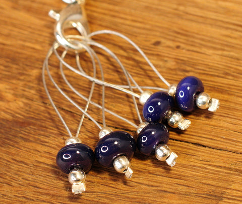 Knitters' Lampwork Stitch Marker Set - Dark Purple