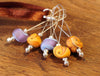 Knitters' Lampwork Stitch Marker Set - Purple and Ochre Glass Shells