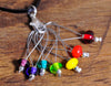 Knitters Stitch Marker Set - Lampwork Glass Beads: Rainbow Colours