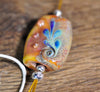 Spinner's Threading Hook (Orifice hook), Lampwork Glass: Caramel with Purple Leaves