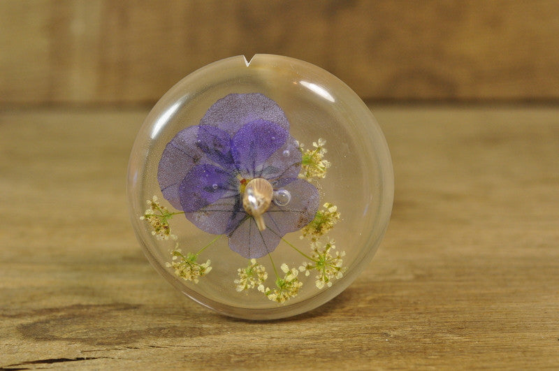 SECONDS Resin Drop Spindle - Viola and Cow Parsley