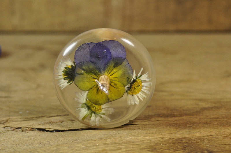 Resin Drop Spindle - Viola and Daisy