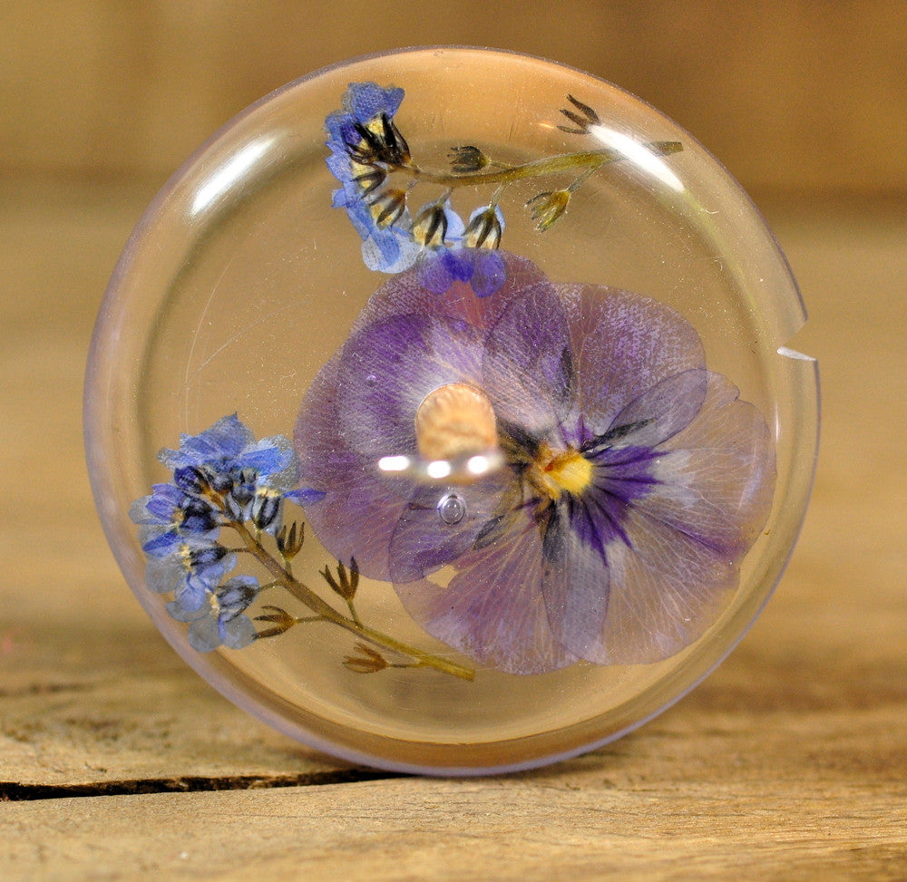 SECONDS Resin Drop Spindle - Viola and Forget-me-not
