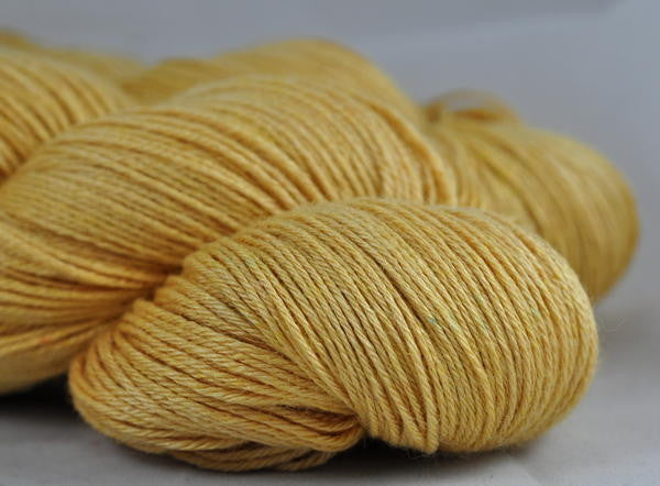 Hand Dyed BFL/Silk 4ply Semi-Solid Yarn (Wells 4ply) - "Butterscotch"