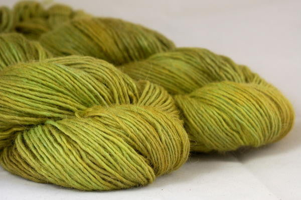 Hand Dyed DK Knitting Yarn: Alpaca/Merino/Silk (Whitby DK) - Pea Green