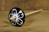 Lightweight Resin Drop Spindle - White Flower on Black