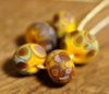 Handmade Lampwork Glass Spacer Beads - Yellow/Brown Speckles